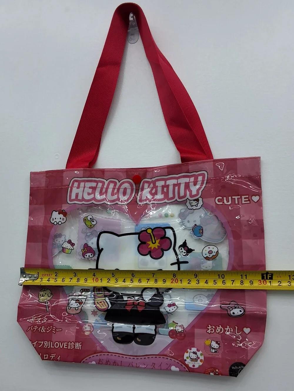 Hello Kitty Mini Clear PVC Tote Bag Kawaii Shoulder Bag Snap Closure, New